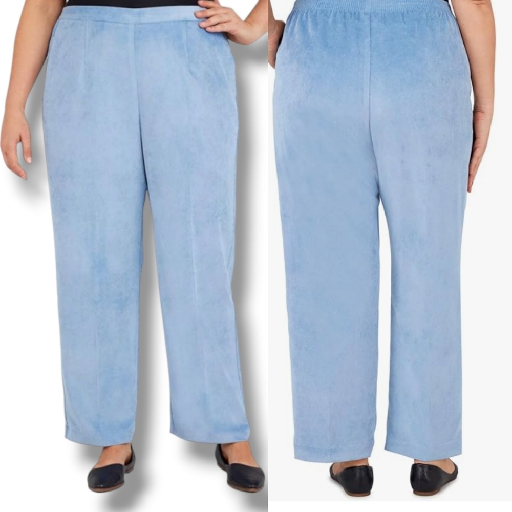 NWT Alfred Dunner Corduroy Pull-On Straight Leg Pant In Blue Size 20W (Short)